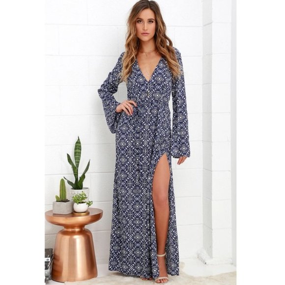 Lulus Mandala Daydream Blue Print Maxi Dress - Picture 1 of 9